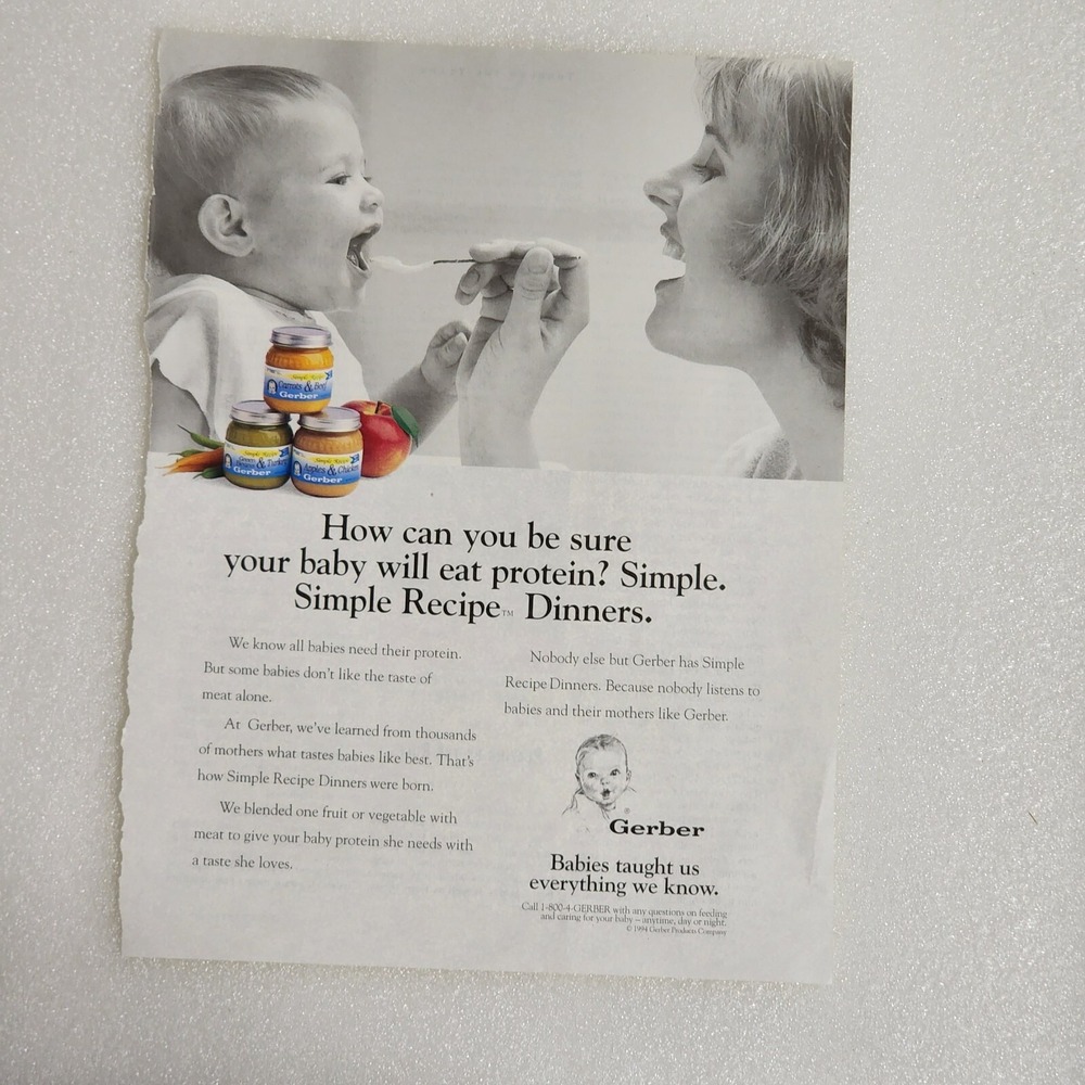 Vintage Print Ad Gerber baby food Simple Recipe dinner clipping 8x10 1994
